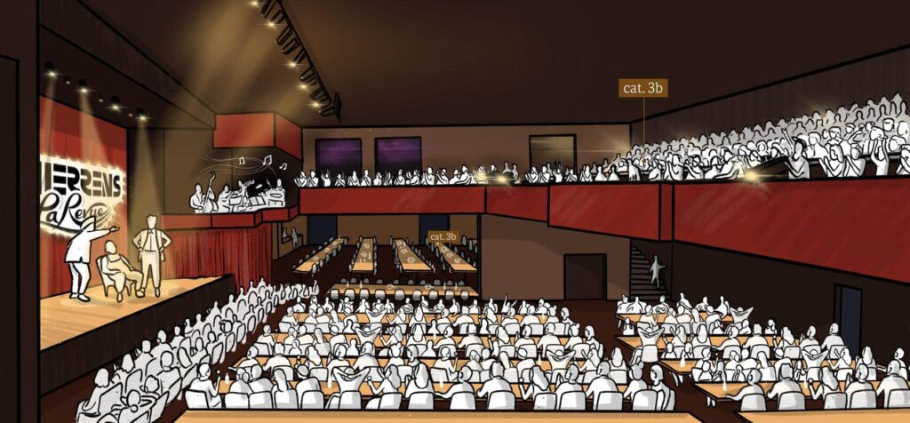 Emplacement de la catégorie 3b, sur la galerie, dans la salle de la Revue de Thierrens